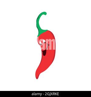 smile chili red pepper logo icône vecteur plat concept graphique simple design élégant Illustration de Vecteur