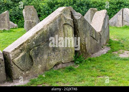 Détail de 'ton cycle', une sculpture de Julie Edwards au Burrs Country Park, Bury, Greater Manchester, Angleterre, Royaume-Uni Banque D'Images