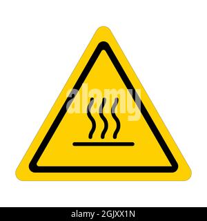 panneau triangulaire danger surfaces chaudes à l'intérieur éviter les brûlures par contact Illustration de Vecteur