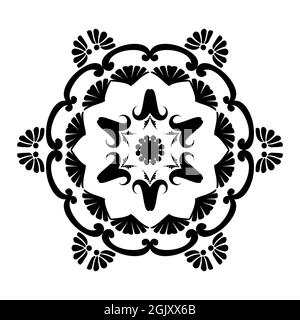 Motif mehndi, mandala.pochoirs de peinture florale réutilisables. Pour la conception de mur, menus, invitations de mariage ou étiquettes, pour la découpe au laser, marqueterie Illustration de Vecteur