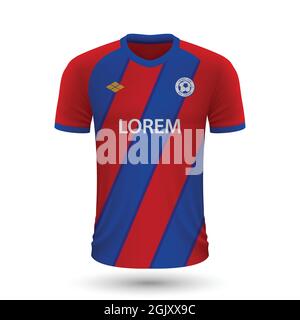 Maillot de football réaliste Crystal Palace 2022, modèle en jersey pour kit de football. Illustration vectorielle Illustration de Vecteur