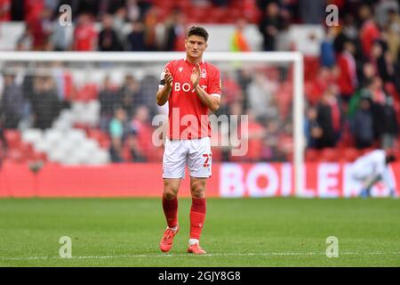 NOTTINGHAM, ROYAUME-UNI. 12 SEPT Joe Lolley de la forêt de Nottingham ayant perdu 1-2 lors du match de championnat Sky Bet entre la forêt de Nottingham et Cardiff City Ground, Nottingham, dimanche 12 septembre 2021. (Credit: Jon Hobley | MI News) Credit: MI News & Sport /Alay Live News Banque D'Images