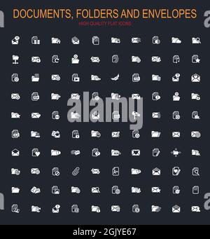 Documents et dossiers grande collection de symboles vectoriels pour les icônes et l'interface utilisateur Illustration de Vecteur
