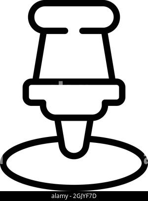 Vecteur de contour de l'icône Office PIN. Ordinateur professionnel. Agrafe à aiguille Illustration de Vecteur
