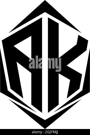 Design initial du logo AK, design initial du logo AK avec style Shield, marque de l'entreprise logo. Illustration de Vecteur