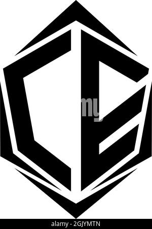 Logo ce initial, logo ce initial avec style Shield, logo commercial. Illustration de Vecteur