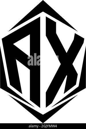 Logo initial AX, logo initial AX avec style Shield, logo commercial. Illustration de Vecteur