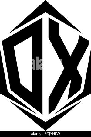 Logo DX initial, logo DX initial avec style Shield, logo commercial. Illustration de Vecteur