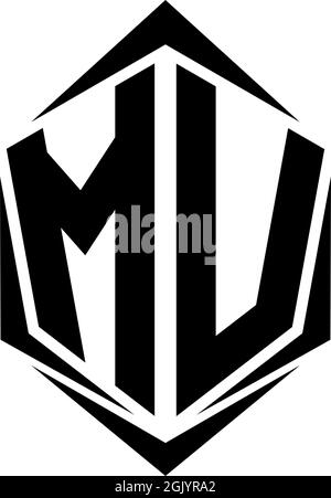 Conception initiale du logo MV avec style Shield, marque commerciale logo. Illustration de Vecteur