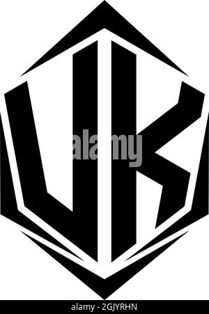 Conception initiale du logo VK avec style Shield, marque de l'entreprise logo. Illustration de Vecteur