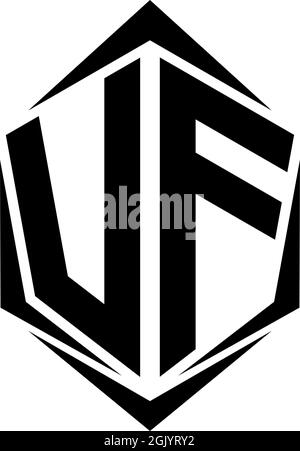Logo VF initial avec style Shield, logo d'entreprise. Illustration de Vecteur