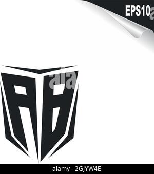 Logo AB initial avec style Shield, logo commercial. Illustration de Vecteur