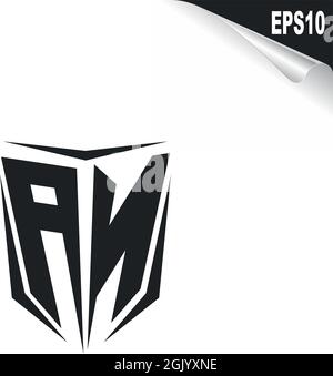 Apposer ses initiales SUR UN logo avec style Shield, logo de marque. Illustration de Vecteur