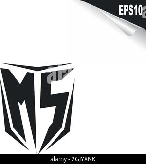 Conception initiale du logo MS avec style Shield, logo de l'entreprise. Illustration de Vecteur