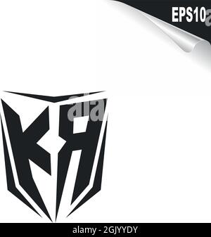 Logo KR initial avec style Shield, logo commercial. Illustration de Vecteur