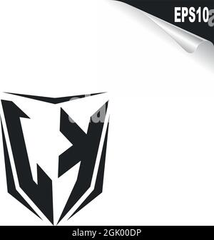 JK initial, logo LK avec style Shield, logo de marque. Illustration de Vecteur