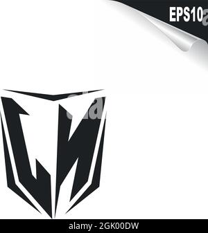 Design JN initial, logo LN avec style Shield, logo de l'entreprise. Illustration de Vecteur