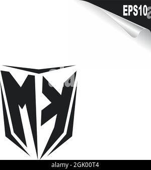 Conception initiale du logo MK avec style Shield, marque de l'entreprise logo. Illustration de Vecteur