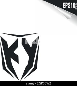 Logo KY initial avec style Shield, logo de l'entreprise. Illustration de Vecteur