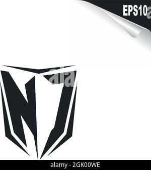 Conception initiale du logo NC avec style Shield, marque de l'entreprise logo. Illustration de Vecteur