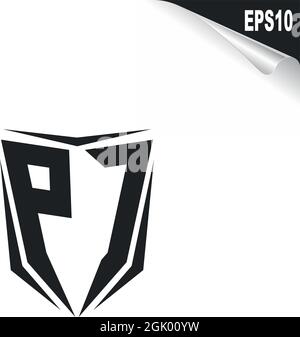 Logo initial du PC avec style Shield, logo de l'entreprise. Illustration de Vecteur