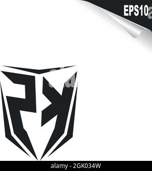 Logo ZK initial avec style Shield, logo d'entreprise. Illustration de Vecteur