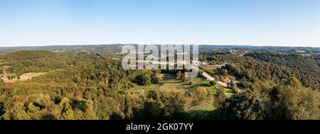 Vue panoramique aérienne de la banlieue de Morgantown en Virginie occidentale depuis Dorseys Knob Banque D'Images