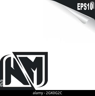 Conception initiale du logo NM avec style de forme, marque commerciale de logo. Illustration de Vecteur