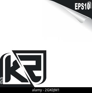 Logo KZ initial avec style de forme, logo de l'entreprise. Illustration de Vecteur