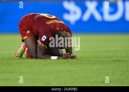 Roma, Italie. 12 septembre 2021. Tammy Abraham d'AS Roma pendant la série Un match de football entre AS Roma et US Sassuolo au stade Olimpico à Rome (Italie), le 12 septembre 2021. Photo Antonietta Baldassarre/Insidefoto Credit: Insidefoto srl/Alay Live News Banque D'Images