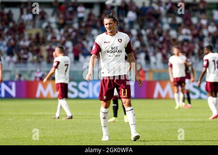 TURIN, ITALIE. 12 SEPTEMBRE 2021. Milan Djuric de l'US Salerntana lors de la série Un match entre le FC de Turin et l'US Salerntana BC le 12 septembre 2021 au stade olympique Grande Torino. Massimiliano Ferraro/Alamy Live News Banque D'Images