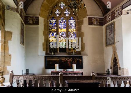 Intérieur de la maison Lytes Cary. La Chapelle. Banque D'Images