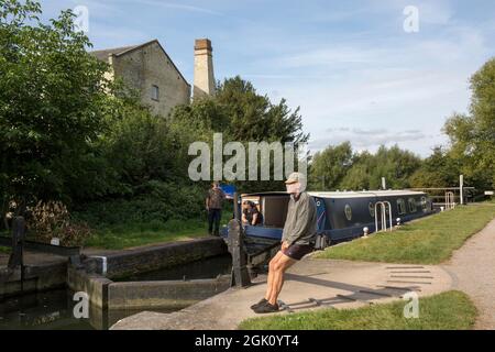 Lock Gates Parndon Mill Lock River Sort Harlow Essex Banque D'Images