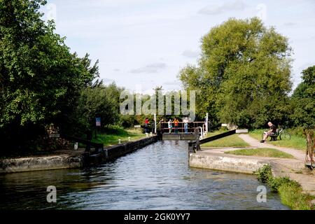 Parndon Mill Lock River Sort Harlow Essex Banque D'Images