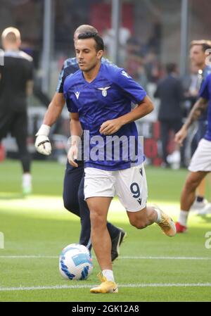 Pedro de SS Lazio formation avant la série Un match de football entre Milan et Latium au stade Giuseppe Meazza à Milan le 12 septembre 2021. Banque D'Images