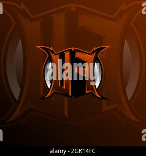 Logo UF lettre Design en couleur orange, logo pour jeux, esport, jeux initiaux, communauté ou entreprise. Illustration de Vecteur