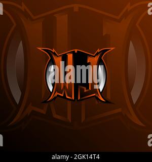 Logo WJ lettre Design en couleur orange, logo pour le jeu, esport, jeux initiaux, communauté ou entreprise. Illustration de Vecteur
