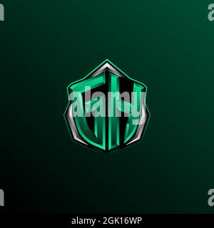 Conception initiale du logo GH, conception initiale du logo GH avec style Shield, logo pour le jeu, esport, communauté ou entreprise. Illustration de Vecteur