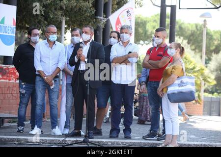 Arzano, Italie. 12 septembre 2021. Fabio Gallo, M5S à l'ouverture de la campagne électorale à Arzano. (Photo de Salvatore Esposito/Pacific Press) crédit: Pacific Press Media production Corp./Alay Live News Banque D'Images