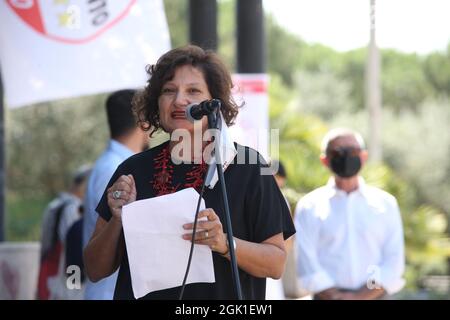 Arzano, Italie. 12 septembre 2021. Vincenza Aruta candidat au poste de maire à l'ouverture de la campagne électorale à Arzano. (Photo de Salvatore Esposito/Pacific Press) crédit: Pacific Press Media production Corp./Alay Live News Banque D'Images