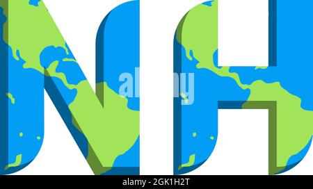 Conception initiale du logo NH avec style World Map, marque de l'entreprise logo. Illustration de Vecteur