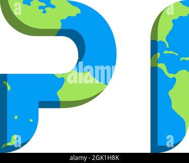 Conception initiale du logo PI avec style World Map, marque de l'entreprise logo. Illustration de Vecteur