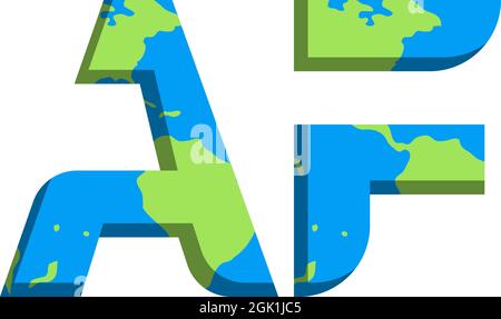 Conception initiale du logo AF avec style World Map, marque de l'entreprise logo. Illustration de Vecteur
