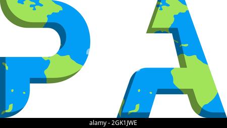 Conception initiale du logo PA avec style World Map, marque de l'entreprise logo. Illustration de Vecteur