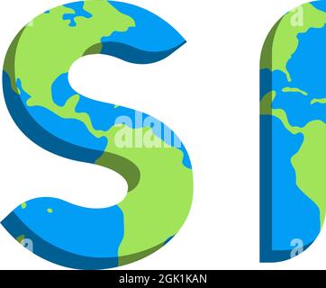 Logo si initial avec style World Map, logo commercial. Illustration de Vecteur