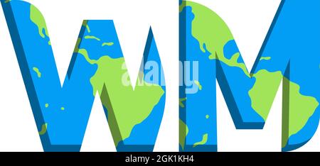 Conception initiale du logo WM avec style World Map, marque de l'entreprise logo. Illustration de Vecteur
