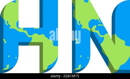 Conception initiale du logo HN avec style World Map, marque de l'entreprise logo. Illustration de Vecteur