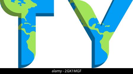 Conception initiale du logo TY avec style World Map, marque de l'entreprise logo. Illustration de Vecteur