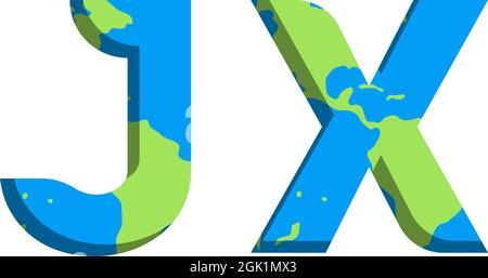 Conception initiale du logo JX avec style World Map, marque de l'entreprise logo. Illustration de Vecteur
