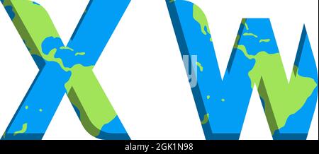 Conception initiale du logo XW avec style World Map, marque de l'entreprise logo. Illustration de Vecteur